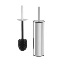 Krom Kaplama Metal Wc Fırçası Açık Ahşap