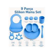 9 Parça Mama Seti %100 Silikon Bpa İçermez Ek Gıdaya Uygun Mavi