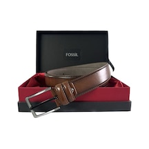 Fossil Taba Düz Dikiş Suni Deri 3,5 Cm Erkek Kemeri-105 Cm Taba