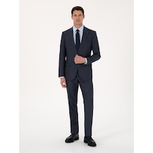Cacharel Lacivert Slim Fit Yün Karışımlı Mikro Desen Kırlangıç Yaka Takım Elbise Cacharel Lacivert Slim Fit Yün Karışımlı Mikro Desen Kırlangıç Yaka Takım Elbise