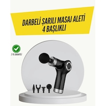 Mini Masaj Tabancası 4 Başlık 6 Hız Ayarlı Siyah 38681934