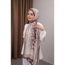 Mimiyum Flora Desen Soft Şal Kahve Mürdüm