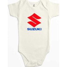 Zepplin Giyim Suzuki Logo Text Ekru Bebek Body Zıbın