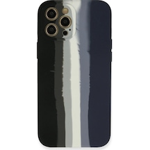 Newface - 438 - iPhone Uyumlu 12 Pro Kılıf Ebruli Lansman Silikon - Csmo-tex - - Siyah-lacivert