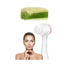 2'li Cilt Bakım Kabak Lifli Keçi Sütü Aloe Vera Sabun Çift Taraflı Yüz Temizleme Fırçası