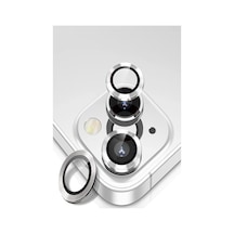 Apple Uyumlu iPhone 13 Mini Alüminyum Alaşım Temperli Cam Kamera Lens Koruyucu - Gümüş