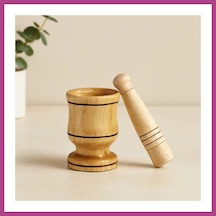 Gees Global Küçük Ahşap Havan Sarımsak Dövecek 6x4x8.8 Cm Gbzs