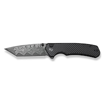 Civivi Brazen Twill Carbon Fiber Overlay On Black G10 Handle Damascus Blade Kamp Çakı Siyah