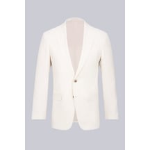 Hatemoğlu Ekru Slim Fit Mono Yaka Keten Ceket