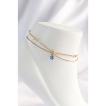 316l Çelik Gold Renk Nazar Boncuklu 2li Çapraz Halhal Çok Renkli