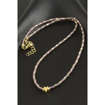 Dorika - 221 - Miyoki Boncuk Kolye 1 - Nazblsmm - Adet Lila Metal