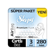 Sleepy Bio Natural Premium Plus Airbag Comfort Bebek Bezi 3 Beden Süper Paket 280 Adet 3 Numara