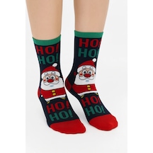 Saysez Unisex Yılbaşı Desenli Renkli Soket Çorap Christmas Happy New Year Renkli4