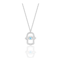 Gümüş Rodyumlu Turkuaz Ve Zirkon Taşlı Koruyucu Hamsa El Kolye Barcode Gümüş - Rose Gold