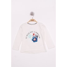 Toontoy Kids Toontoy Kız Çocuk Pullu Güllü Nakışlı T-shirt Ekru