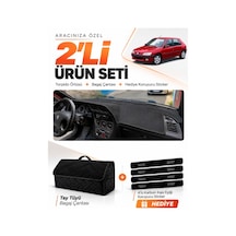 Peugeot 306 1993-2002 Uyumlu Torpido Örtüsü + Tay Tüyü Bagaj Çantası + Sticker Seti - Siyah