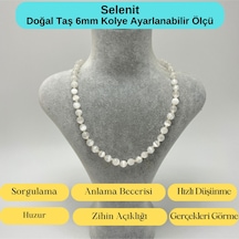Yıldız Doğal Taş Selenit Doğal Taş 6 MM Makrome Kolye 45 CM - 55 CM Ayarlanabilir Beyaz