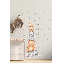 Neşeli Tavşan Kardeşler Boy Ölçer Duvar Sticker
