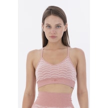 Maraton Active Slimfit Kadın V Yaka Kolsuz Koşu Gül Bra 813089-Gül