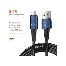 Toockitoocki Mikro Usb Kablo Samsung Uyumlu S10 2.4a Hızlı Şarj Veri Kablosumavi90 Cm