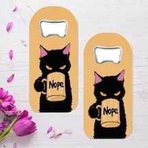 Nope Siyah Kedi Özel Tasarımlı Oval Uzun Açacaklı Magnet