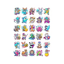 Sevimli Karakterler Chibi Sticker Seti 150 Adet - 5'li Mega Paket No30 - Laptop Defter Ajanda Çok Renkli