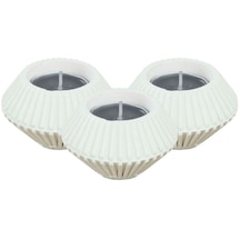 Şamdan Dekoratif Mumluk Eskitme Şamdan Set 3 Lü Üçlü Tealight Uyumlu Elmas Model - Beyaz