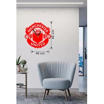 Manchester United Logolu Ahşap Duvar Saati - 40x40 Cm Taraftar Hediyesi Siyah