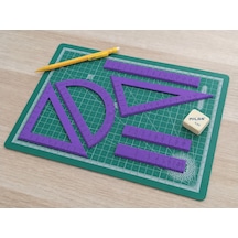 3d Baskı Geometri Cetvel Seti - İletki, Gönye Ve Ölçüm Araçları - Mor