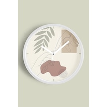 Soyut - Bohem - Geometrik Temalı Modern Duvar Saati - 35cm - Önü Camlı Beyaz Kasa - Sessiz Mekanizma-jh0586 Beyaz