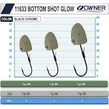 Owner Cultiva 11633 Jh-80 Bottom Shot Glow Lrf Jighead