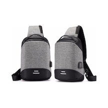 Maoyaya Kulaklık Hattı Deliği Oxford Taşınabilir Gri Tek Omuz Günlük Çantası, Usb Şarjlı Çok Fonksiyonlu Gri