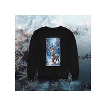 Stil X Yeni Yıl Baskılı Kız Çocuk Sweatshırt, Chrıstmas Temalı Siyah-10