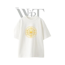 Thewert Sun Symbol Tasarım Baskılı Ünisex Beyaz Oversize T-shirt