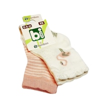 Bibaby Bambu Bebek Çorabı 2 Li 0-6 Ay - Pembe Kuğu - Beyaz Pembe - Beyaz