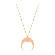 Çekirdekjewelry Minimal Rose Renk Boynuz Kolye Şık Ve Modern Kadın Kolyesi 925 Ayar Gümüş Pembe