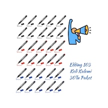 Edding Permanent Markör E-103 Mavi Siyah Kırmızı 30 Lu Paket
