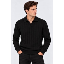 Classics Men Turbulance Slim Fit Erkek Polo Yaka Triko Kazak 7786 Siyah