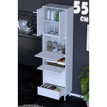 Ekin 55 Cm Bakliyat Dolabı Kahve Köşesi 3 Çekmeceli Çok Amaçlı Mutfak Kiler Banyo Dolabı Beyaz