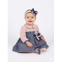 Xo Kids Kız Çocuk Elbise 6-36 Ay 9071 Bej - Lacivert