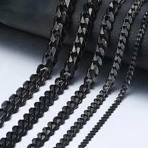 Siyah Erkek Kolye Paslanmaz Çelik Küba Link Zinciri Siyah Altın Renk Kolye Erkekler Için 40-60 Cm Hip Hop Takı 5mm - 50cm