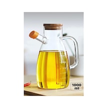 Bambu Vakumlu Kapaklı 1000 Ml Cam Yağdanlık Şeffaf Şeffaf