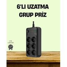 Ceylan Adam 2500w Güçlü 6 Lı Priz Usb Ve Type-c Çıkışlı Termal Korumalı Standart