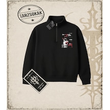 Tarzsokak Gotik & Grunge Streetwear You Want To Be Lıke All Of Yarım Fermuarlı Sweatshirt Siyah