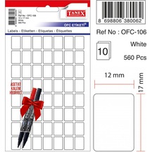 Tanex Ofc-106 12x17 Mm Beyaz Ofis Etiketi 10 Sayfa 2'li Asetat Ka