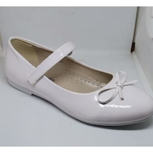 Miniwomen 201 Kız Çocuk Fiyonklu Babet Ayakkabı Beyaz Rugan