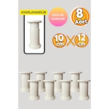 Plastik Baza Koltuk Kanepe Robot Süpürge İçin Yatak Ayağı 10x12 Cm - 8 Adet Beyaz Diğer