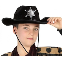 Çocuk Kovboy Şapkası Sheriff Şapkası Siyah Renk "