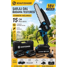 Schutzenger RN678 Şarjlı Zincirli Dal Budama Testeresi Otomatik Yağlamalı 15CM Pala Yedek Zincirli Mavi C7 Kalite