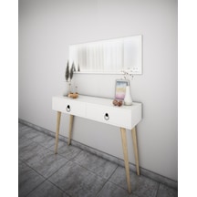 Bicabin Elegance Asia 2 Çekmeceli Ahşap Ayaklı Aynalı  Dresuar Beyaz